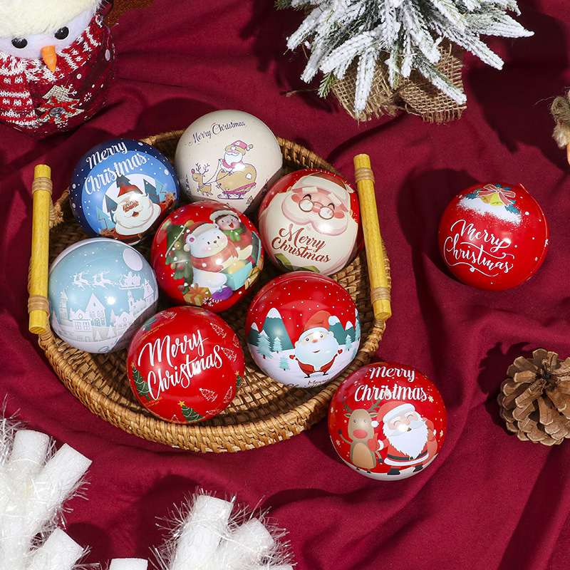 Tinplate Коледна топка Коледна кутия за бонбони за подаръци